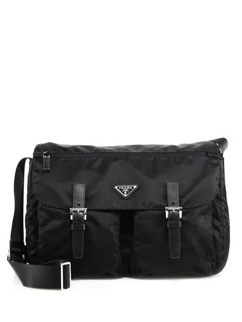 vintage black leather prada messenger bag|prada handbags.